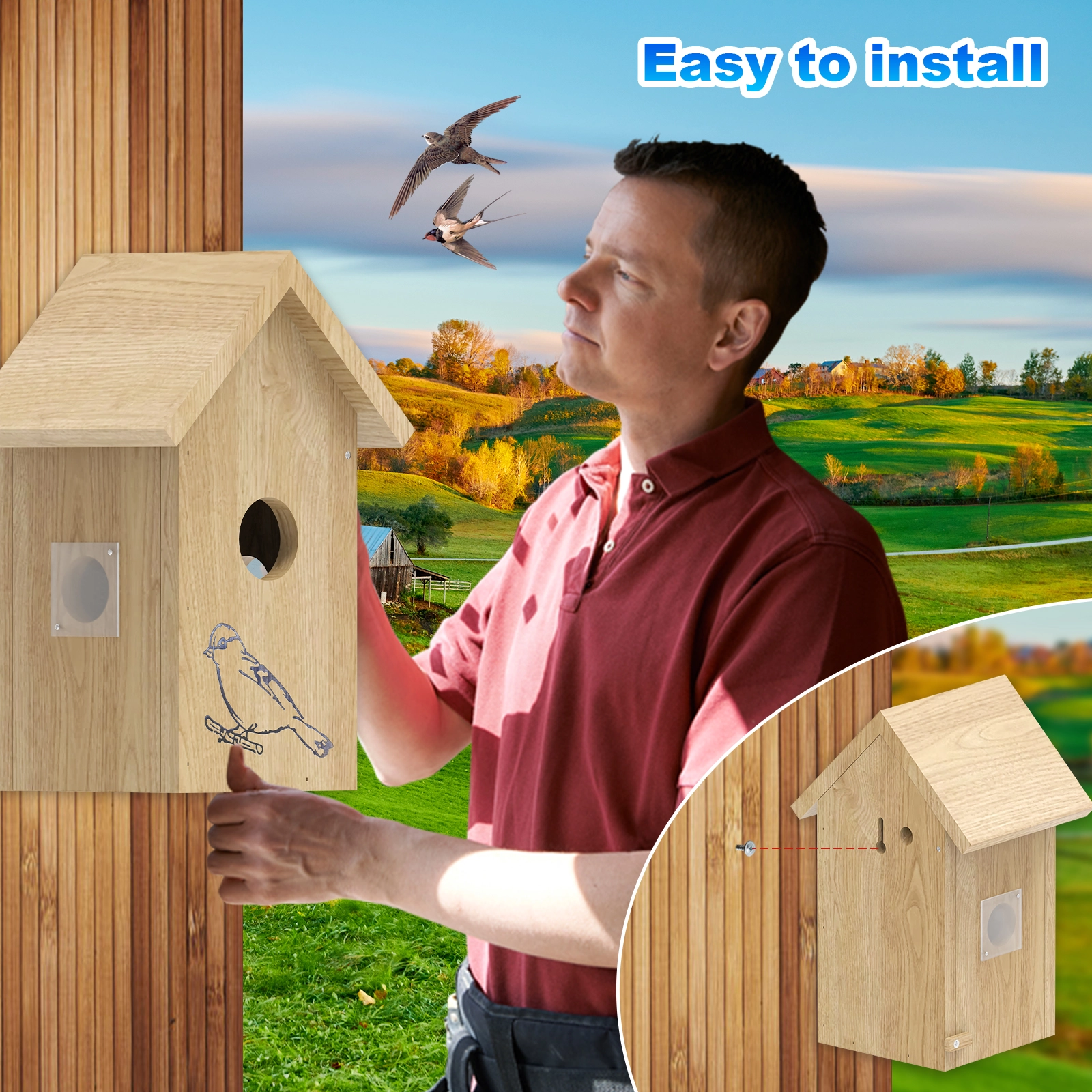 Wooden Bird Nesting Box - Image 4